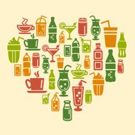 Drinks Icons in Heart Shape N3