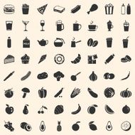 Vector Set of 64 Food Icons N10