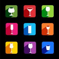 Flat icons of wine set for web mobile application