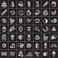 White food icons on black