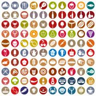 100 food and drink icons set N3