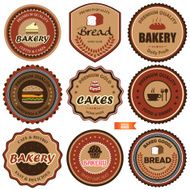 Collection of bakery and coffee badges