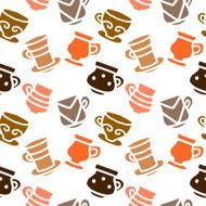 Seamless pattern with silhouettes tea coffee cups N8