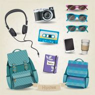 Vector set of hipster girl&#039;s accessories