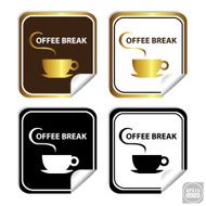 Coffee Break Stickers Signs Symbols Labels Icons
