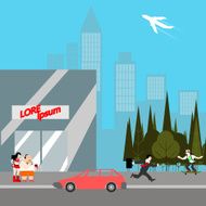 modern city life flat style vector