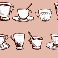 seamless vector pattern with teacups N16