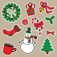 New Year and Christmas sticker icons
