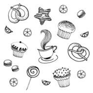 Sweet set with cupcakes and other pastry delights