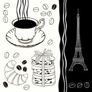 French breakfast Monochrome illustration