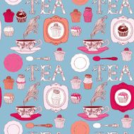 Card with tea and cupcakes N4