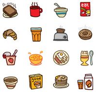 Hand drawn breakfast icons
