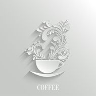 Abstract 3d Cup of Coffee with Floral Aroma Design Element N2