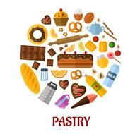 Pastry flat vector icons