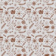 doodle seamless winter and Christmas pattern N2