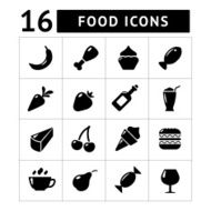 Set icons food fruit and drink