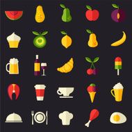 Flat design vector icons set for food and drinks N3