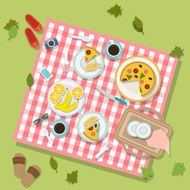 Picnic in park flat illustration