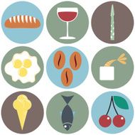 Colorful Food icons Fruit and vegetable App Set N4