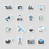 Media and News Icons Sticker Set