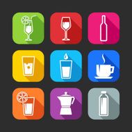 flat icons for web and mobile applications with beverages