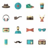 Hipster Icon Flat Set