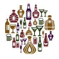Alcohol Icons in Circle Shape N6
