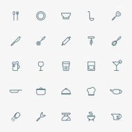 25 kitchen accessories minimal line icons N2