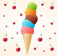 Vector ice cream cones plus additional scoops