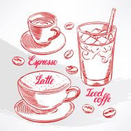 types of coffee sketch