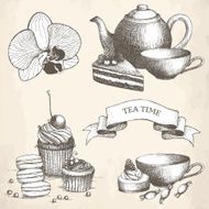 Vector set of tea time illustrations