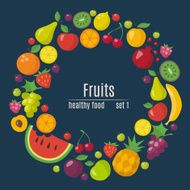 Healthy food circle of different fruits in flat style