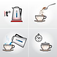 Icon set for process of brewing tea coffee etc