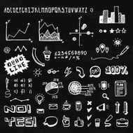 Doodle hand drawn info graphic elements and font