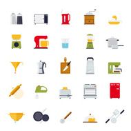 Flat Design Cooking and Kitchen Vector Icon Collection