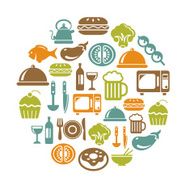 Food and Drinks Icons in Circle Shape N2