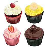 Banana Strawberry Cherry and Chocolate Cupcakes