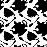 Seamless pattern with silhouettes cups and teapots N4