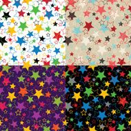 Stars of five colors Set Seamless ornament or background N2