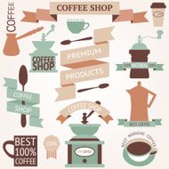 Vector collection of decorative coffee icons N16