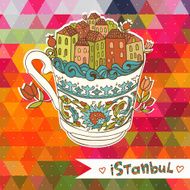 Abstract Istanbul city on the colorful background