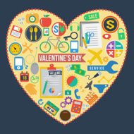 universal icons set in heart vector format