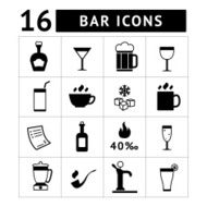 Set of bar drinks and beverages icons