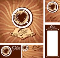 Template designs of menu and business cards for cofee house