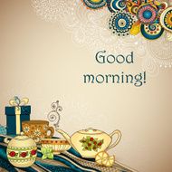 Tea coffee and sweets doodle template pattern