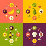 Set of flat design concept icons Flat style Food background