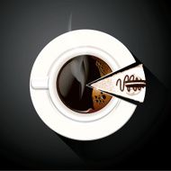 Vector of Pie chart Coffee cup and Cake slices N3