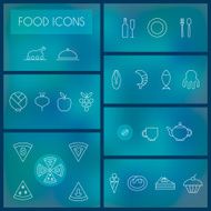 Set of food thin line icons for web and mobile