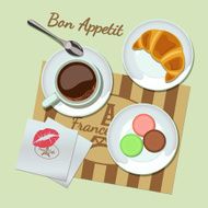 Coffee and snacks set top view N2
