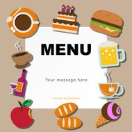 Paper note and food icons set